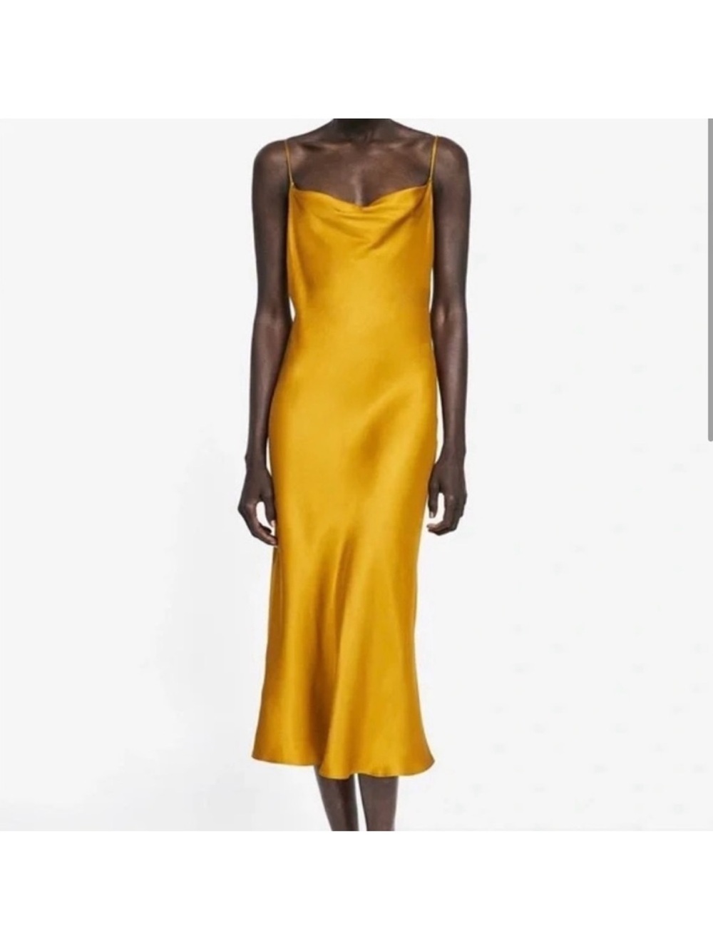 Zara Mustard Yellow Slip Midi Dress